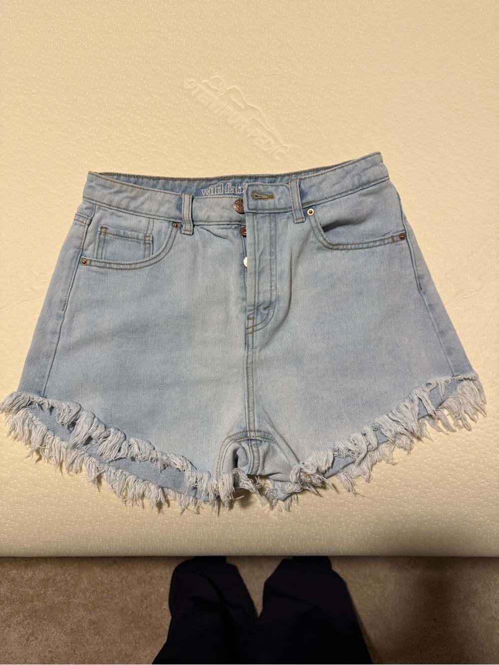 Light Wash Denim Fray Shorts